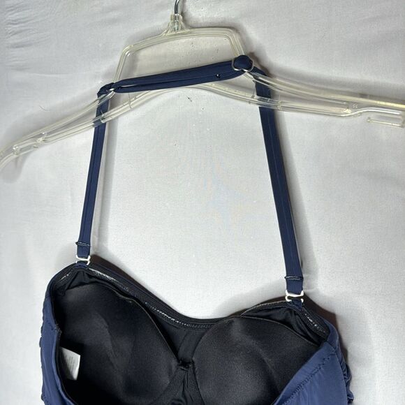 Garnet Hill Ruched Bandeau One Piece Navy bathing Suit. Size 4. - Picture 5 of 9